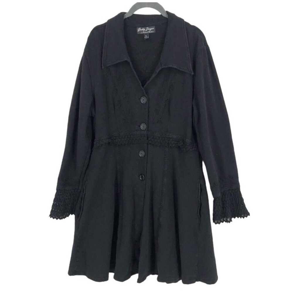 Gretty Zueger Black Sweater
Shacket  Long Sleeve XL Cotton
Pockets Boho